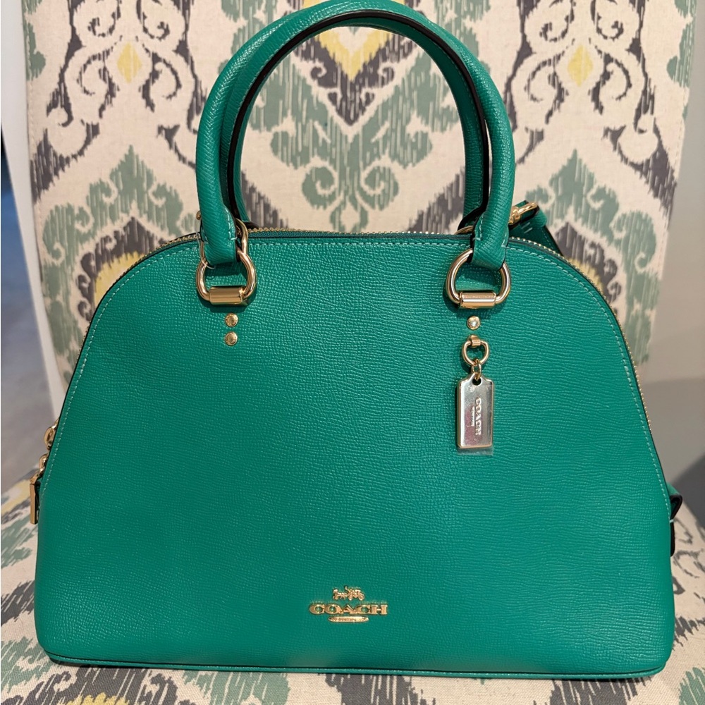 Coach NWOT Kelly Green Crossgrain Katy Satchel